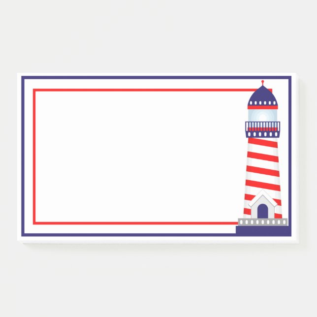 Red White Blue Patriotic Lighthouse Postit Notes Post-it Klebezettel (Vorderseite)