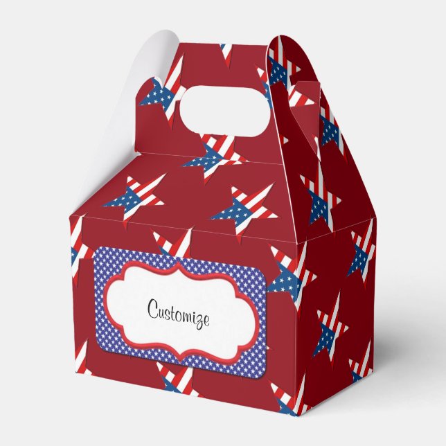 Red White & Blue Patriotic Stars Gable Fevor Box Geschenkschachtel (Vorderseite)