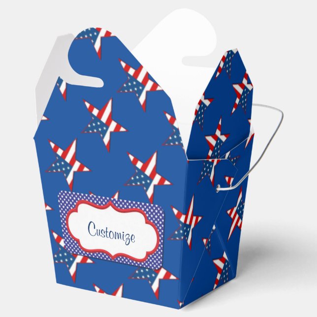 Red White & Blue Patriotic Stars Gefälligkeitsbox Geschenkschachtel (Geöffnet)