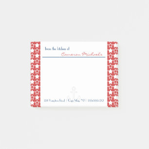 Red White Blue Patriotic Stars Muster Monogram Post-it Klebezettel