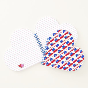 Red White Blue Patriotic Stars Streifen USA Herz Notizbuch