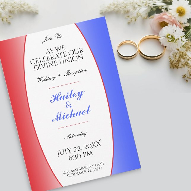 Red, White & Blue Patriotic USA American Wedding Einladung (Red, White & Blue Patriotic USA American Wedding Invitation)