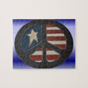Red White Blue Peace Puzzle von Wanda-Lynn Searles