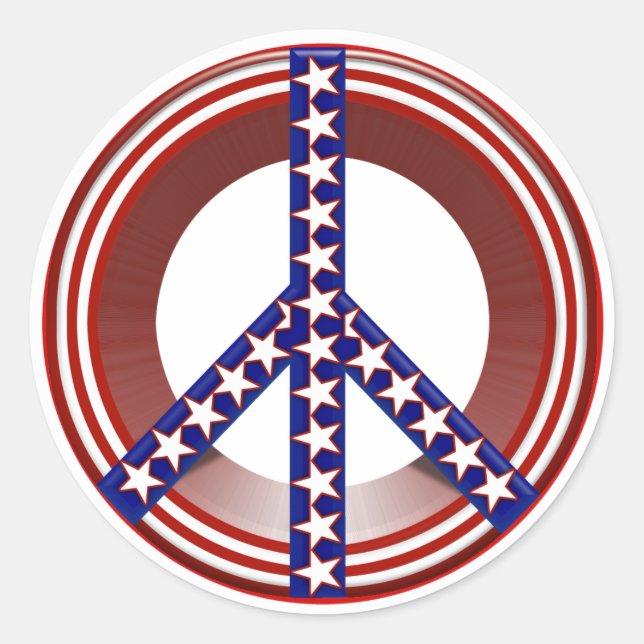 Red White & Blue Peace Sign Runder Aufkleber (Vorderseite)