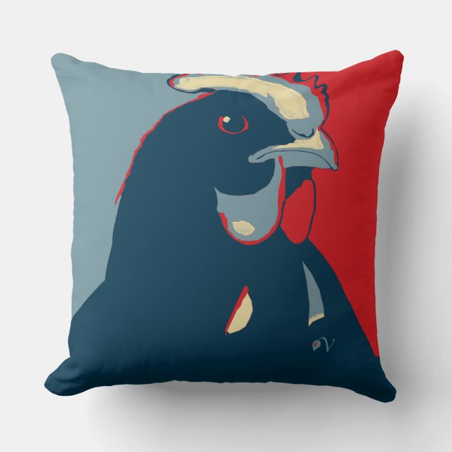 Red White Blue Pop Art Chicken Kissen (Vorderseite)