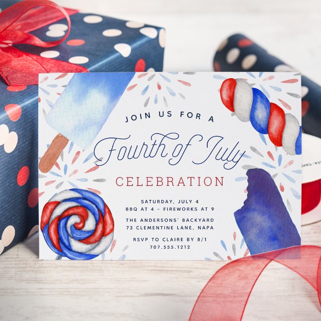 Red White & Blue Popsim Amerikanische Unabhängigke Einladung (Von Creator hochgeladen)
