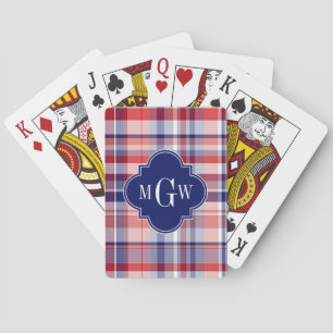Red White Blue Preppy Monogram Spielkarten