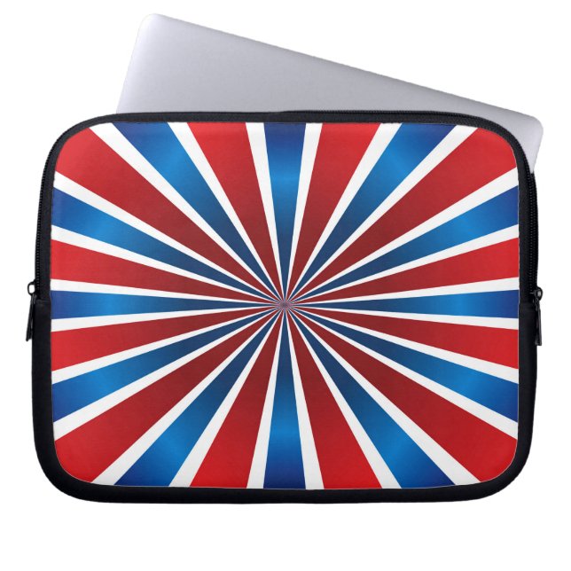 Red White Blue Radial Muster Laptopschutzhülle (Vorderseite)