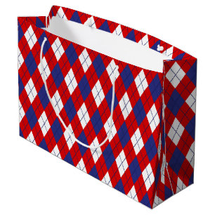 Red White Blue Raute 1-GIFT BAG L Große Geschenktüte