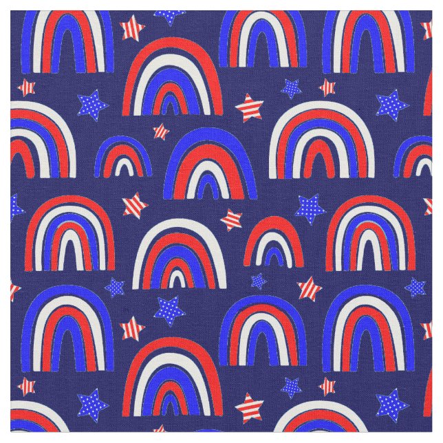 Red White Blue Retro Rainbow Stoff (Nahaufnahme)