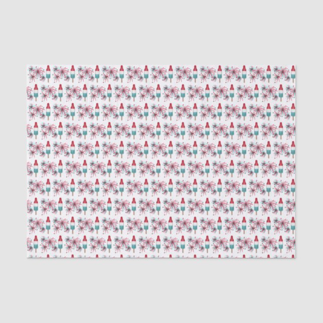 Red White Blue Rocket Pop Popsights Fireworks USA Seidenpapier (Vorderseite)