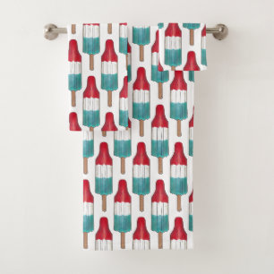 Red White Blue Rocket Pop Popsitic Patriotic USA Badhandtuch Set