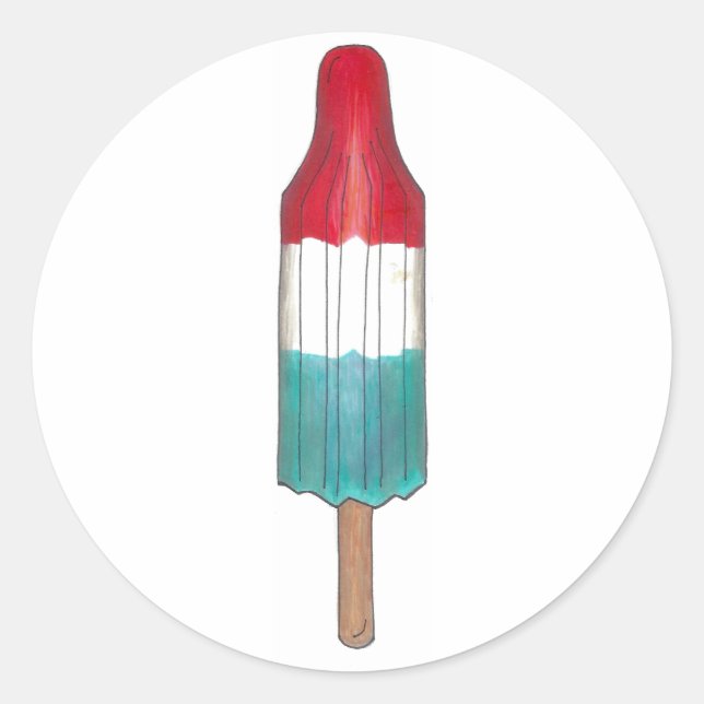 Red White Blue Rocket Pop Popsitic Patriotic USA Runder Aufkleber (Vorderseite)