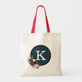 Red White Blue Rose Muster Elegante Monogram Tasch Tragetasche