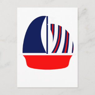Red White Blue Sail Boat Postkarte