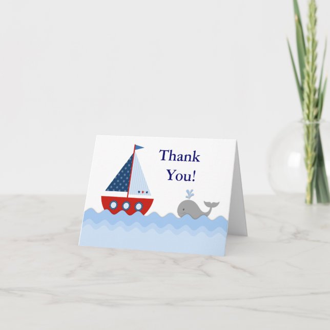 Red White Blue Sailboat Merci Cartes (Devant)