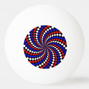 Red White Blue Schachbrett Spiral Tischtennisball