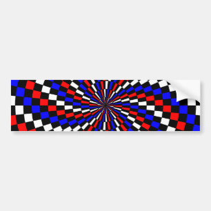 Red White Blue Schachbrett Spiral von Kenneth Yonc Autoaufkleber
