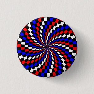 Red White Blue Schachbrett Spiral von Kenneth Yonc Button