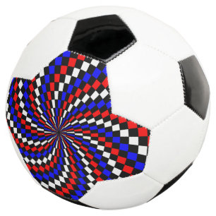 Red White Blue Schachbrett Spiral von Kenneth Yonc Fußball