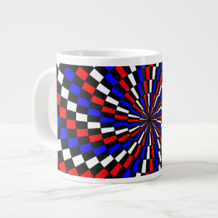 Red White Blue Schachbrett Spiral von Kenneth Yonc Jumbo-Tasse