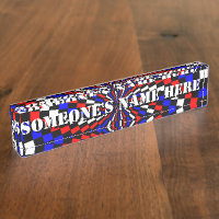 Red White Blue Schachbrett Spiral von Kenneth Yonc