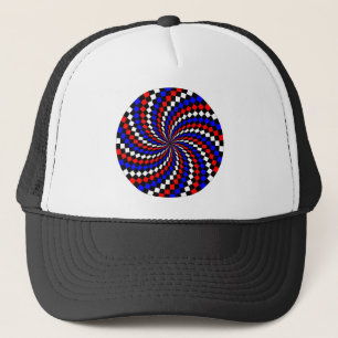 Red White Blue Schachbrett Spiral von Kenneth Yonc Truckerkappe
