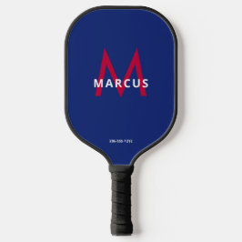 Red White Blue Simple Modern Monogram Pickleball Schläger