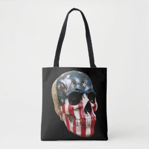 Red White & Blue Skull auf einer überdruckten Tasc Tasche