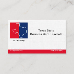 Red, White Blue Staat Texas Logo Visitenkarte