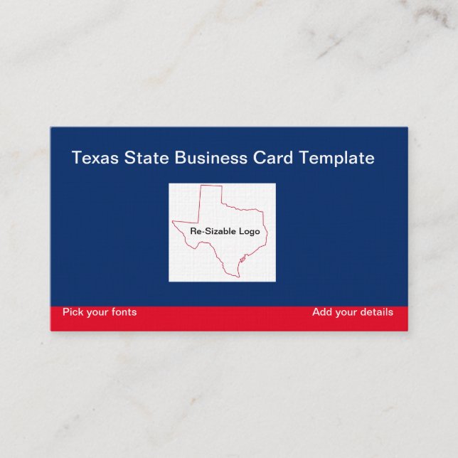 Red, White Blue Staat von Texas Visitenkarte (Vorderseite)