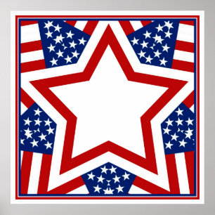 Red White & Blue Star Design zum Hinzufügen von Te Poster