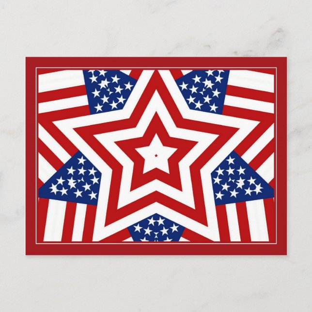 Red White & Blue Star Design zum Hinzufügen von Te Postkarte (Vorderseite)
