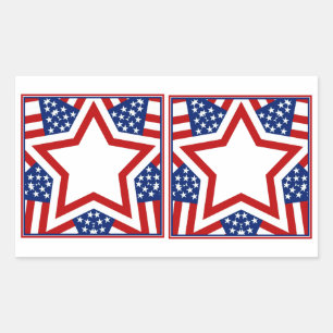 Red White & Blue Star Design zum Hinzufügen von Te Rechteckiger Aufkleber