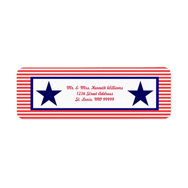 Red White & Blue Star - Rücksendeadressen-Aufklebe (Vorne)