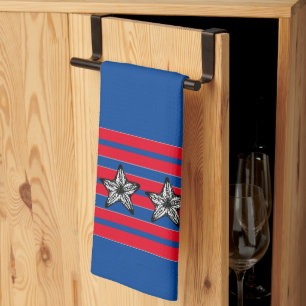 Red White Blue Starfish n Stripes Patriotic Geschirrtuch