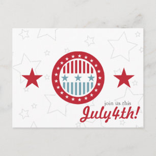 Red White & Blue Stars 4 juillet Cartes postales