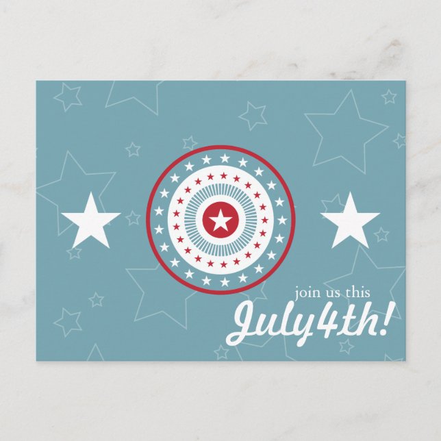 Red White & Blue Stars 4 juillet Cartes postales (Devant)