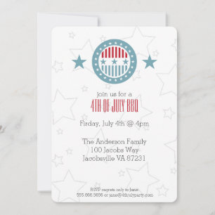 Red White & Blue Stars 4 juillet Invitations