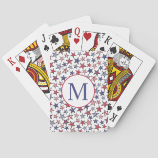 Red White Blue Stars America Patriotic Monogram  Spielkarten