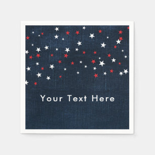 Red White & Blue Stars Denim Custom Party Serviette