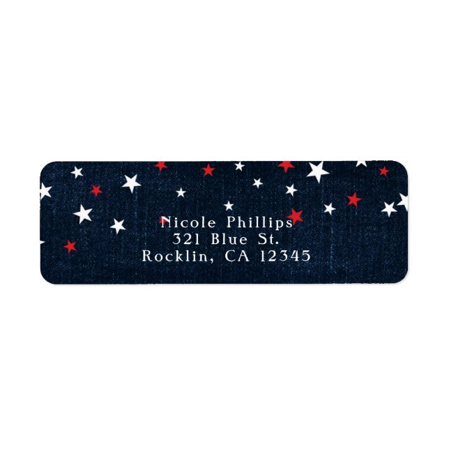 Red White & Blue Stars Denim Party Einladung (Vorne)