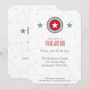 Red White & Blue Stars Patriotic 4. Juli Einladung