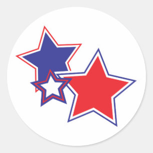 Red White Blue Stars Patriotic Runder Aufkleber