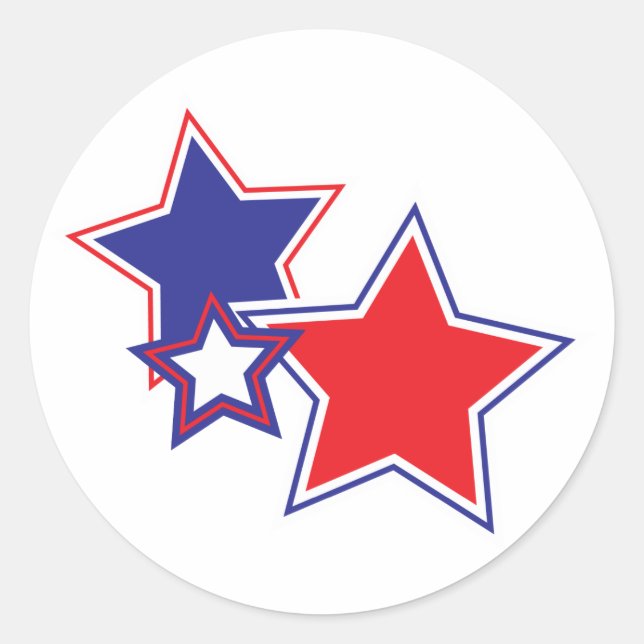 Red White Blue Stars Patriotic Runder Aufkleber (Vorderseite)