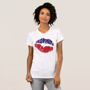 Red White Blue Stars Streifen 4. Juli KISS LIPS T-Shirt