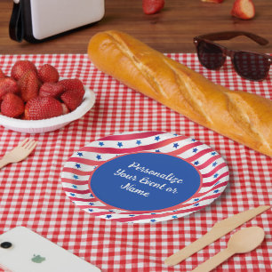 Red White Blue Stars Stripes USA Patriotic Pappteller