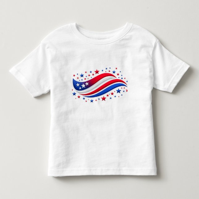 Red White Blue Stars & Wave Design – USA Pride Shi Kleinkind T-shirt (Vorderseite)