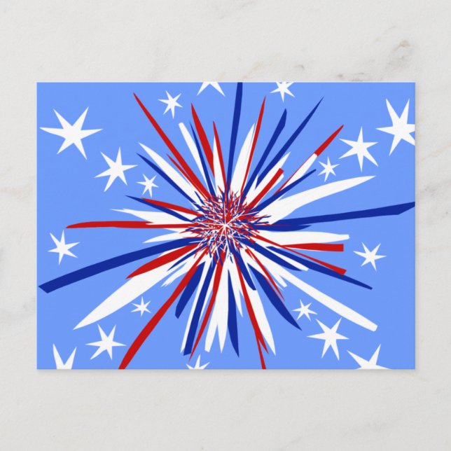Red White & Blue Sternexplosion Postkarte (Vorderseite)