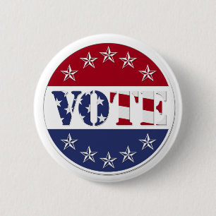 Red White & Blue STIMME mit US Flag & Stars - rund Button